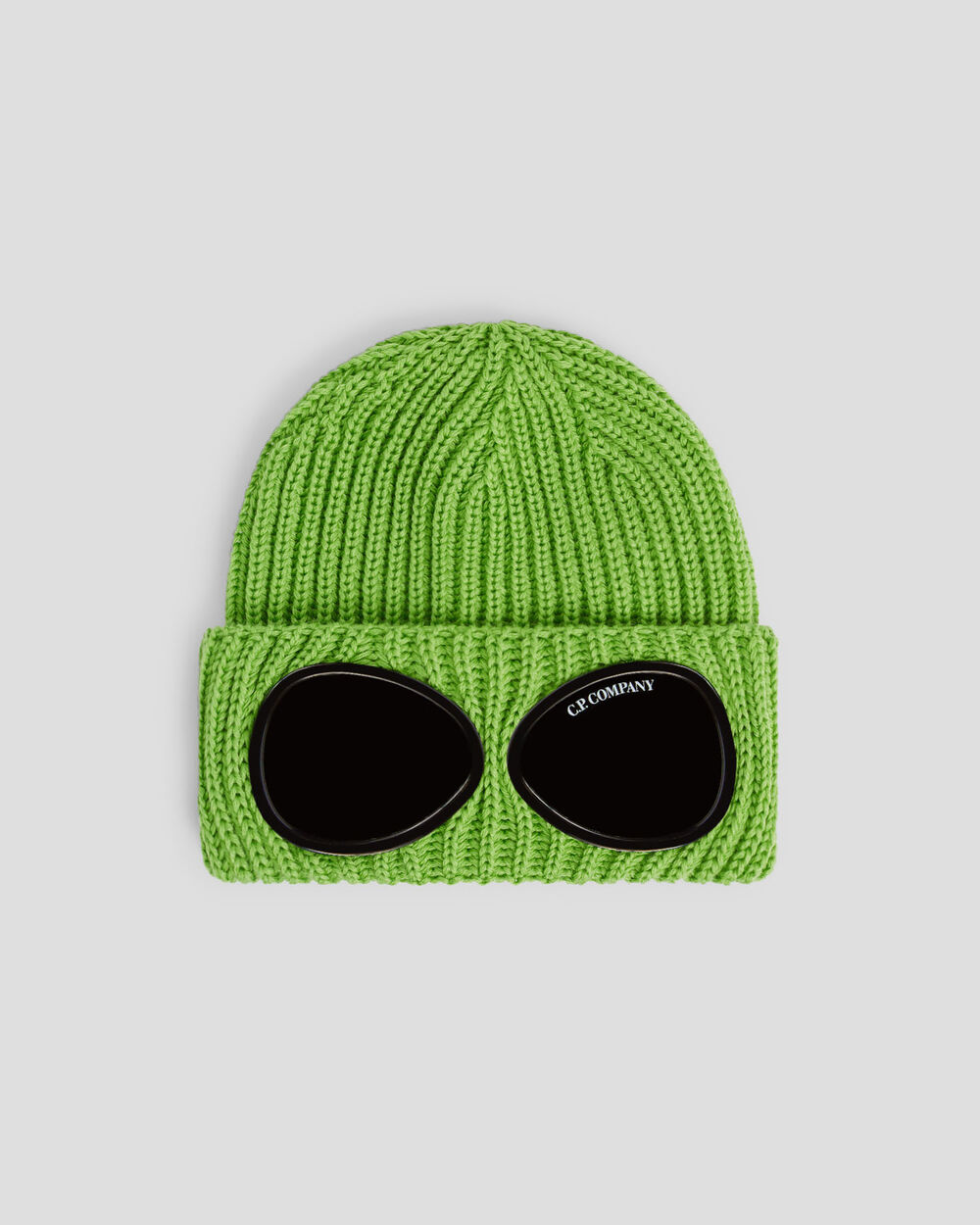 Junior Cp Company Merino Wool Goggle Beanie In Green