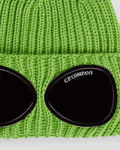 Junior Cp Company Merino Wool Goggle Beanie In Green