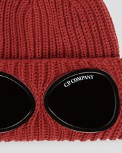 Load image into Gallery viewer, Junior Cp Company Merino Wool Goggle Beanie In Red
