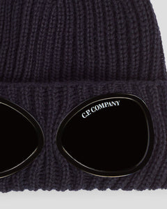 Junior Cp Company Merino Wool Goggle Beanie In Navy