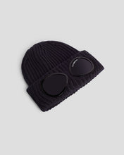 Load image into Gallery viewer, Junior Cp Company Merino Wool Goggle Beanie In Navy
