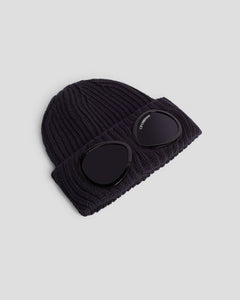 Junior Cp Company Merino Wool Goggle Beanie In Navy