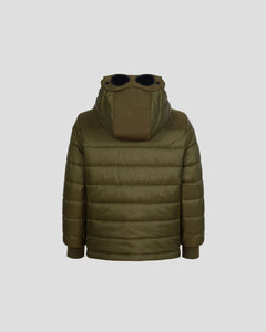 Cp Company Junior Multipocket Nylon Shell-R Goggle Jacket In Ivy Green