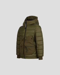 Cp Company Junior Multipocket Nylon Shell-R Goggle Jacket In Ivy Green