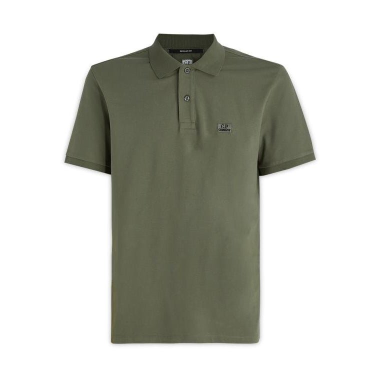 Cp Company Stretch Pique Polo In Bronze Green