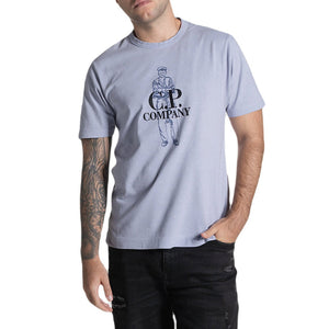 Cp Company British Sailor Textured Print Logo T-Shirt In Cosmic Sky