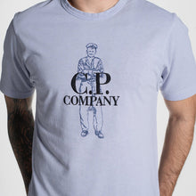 Load image into Gallery viewer, Cp Company British Sailor Textured Print Logo T-Shirt In Cosmic Sky
