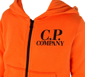 Cp Company Junior Goggle Full Zip Hoodie In Harvest Pumpkin