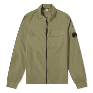 Cp Company Gabardine Full Zip Lens Shirt In Bronze Green (Pre-Order: Due Approx. 28th Feb)