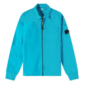 Cp Company Gabardine Full Zip Lens Shirt In Tile Blue (Pre-Order: Due Approx. 28th Feb)