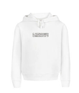 Cp Company Junior Mirrored Logo Hoodie In White