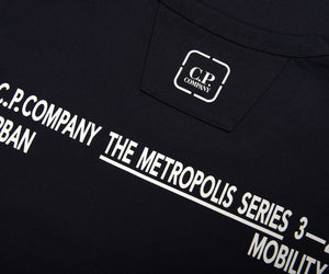 Cp Company Metropolis Graphic Logo T-Shirt 203A In Navy