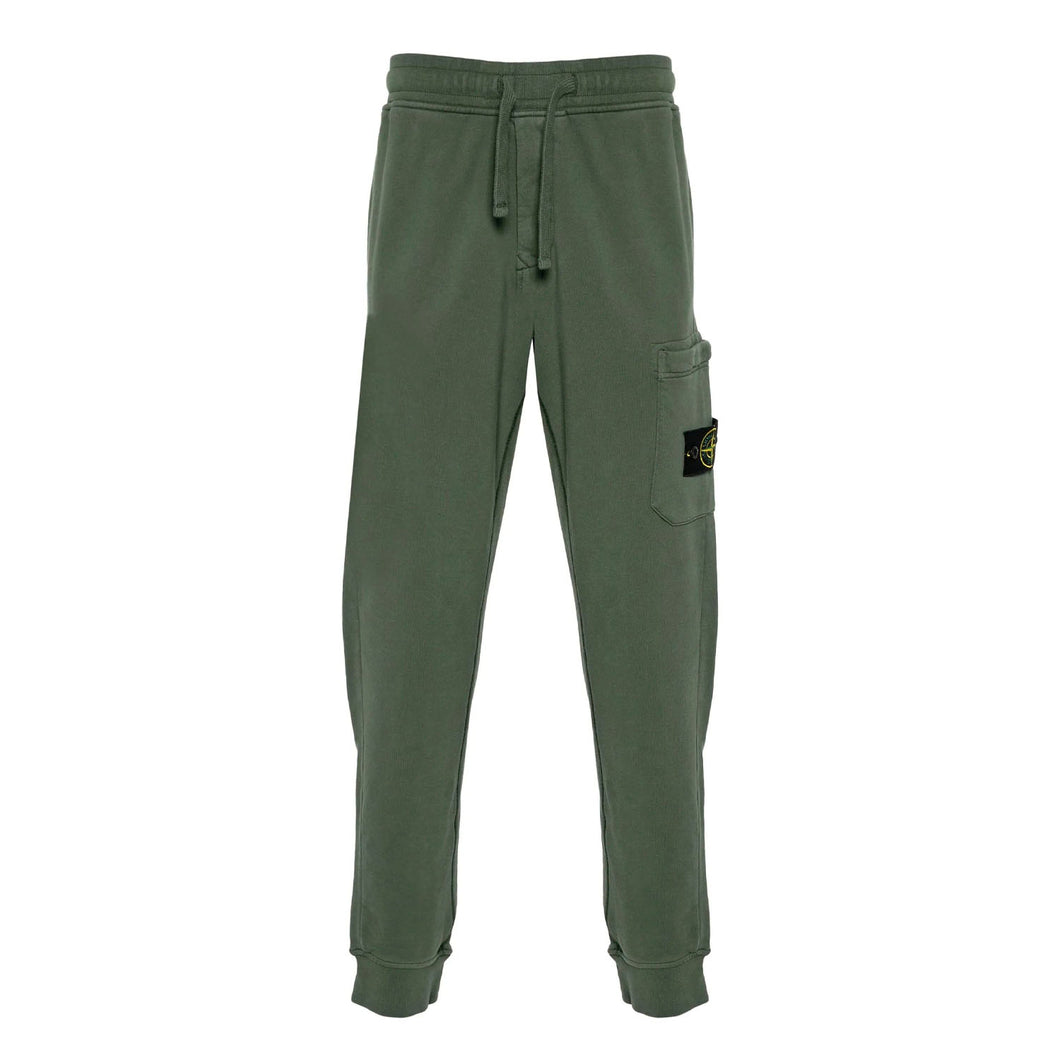 Stone Island Cotton Fleece Joggers In Khaki