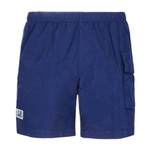 Cp Company Flatt Nylon Stitch Logo Utility Shorts In Medieval Blue