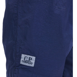 Cp Company Flatt Nylon Stitch Logo Utility Shorts In Medieval Blue