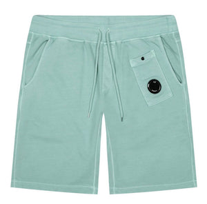 Cp Company Brushed Emerized Resist Dyed Lens Shorts in Mineral Blue