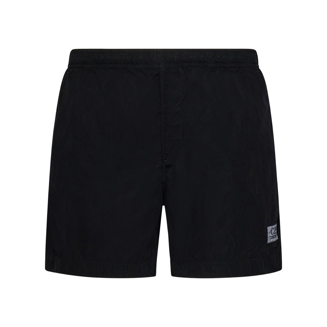 CP Company Eco-Chrome R Stitch Logo Swim Shorts in Black