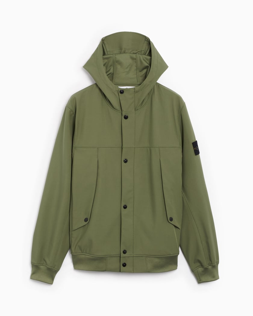 Stone Island Soft Shell R Hooded Jacket In Green TET Clothing