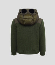 Load image into Gallery viewer, Cp Company Junior Dd Shell Ripstop Mixed Goggle Knitted Jacket In Olive Night
