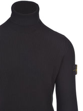 Load image into Gallery viewer, Stone Island Turtle Neck Ribbed Wool Sweatshirt Black
