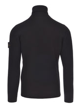 Load image into Gallery viewer, Stone Island Turtle Neck Ribbed Wool Sweatshirt Black
