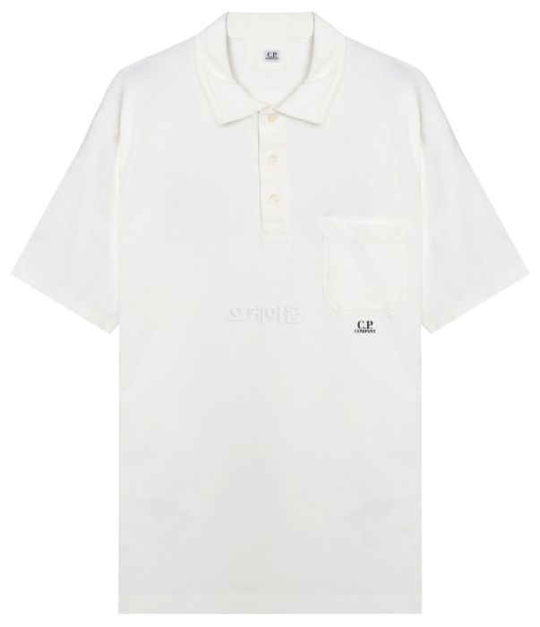 Cp Company Old Dyed Small Logo Polo Shirt White (Pre-Order: Due Approx. 28th Feb)