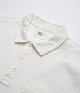 Cp Company Old Dyed Small Logo Polo Shirt White (Pre-Order: Due Approx. 28th Feb)