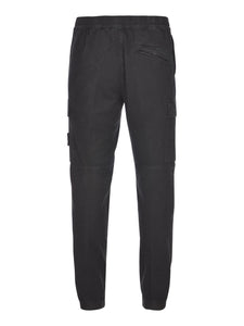 Stone Island Stretch Broken Twill Organic Cotton Old Effect Cargo Pants In Black