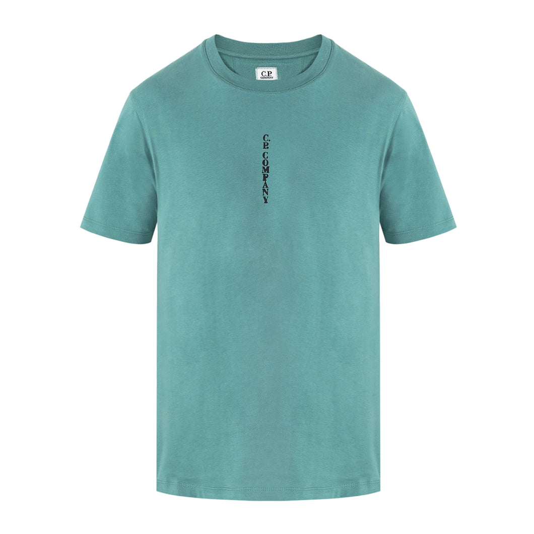 Cp Company Vertical Logo T-Shirt In Frosty Green