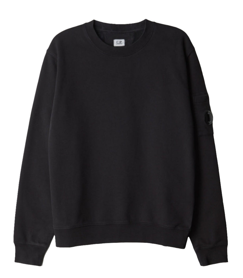 Cp Company Brushed Emerized Resist Dyed Lens in Sweatshirt in Black