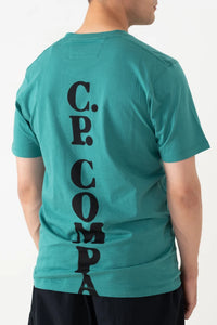 Cp Company Vertical Logo T-Shirt In Frosty Green