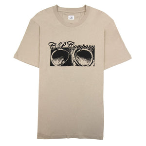 Cp Company Jersey Goggle Print In Cobblestone