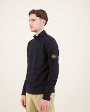 Load image into Gallery viewer, Stone Island Virgin Wool Quarter Zip Sweatshirt Navy
