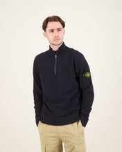 Load image into Gallery viewer, Stone Island Virgin Wool Quarter Zip Sweatshirt Navy
