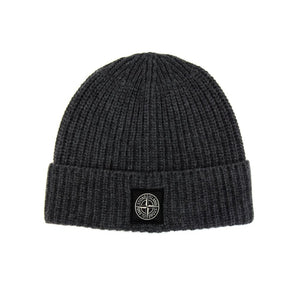 Stone Island Wool Beanie In Dark Grey