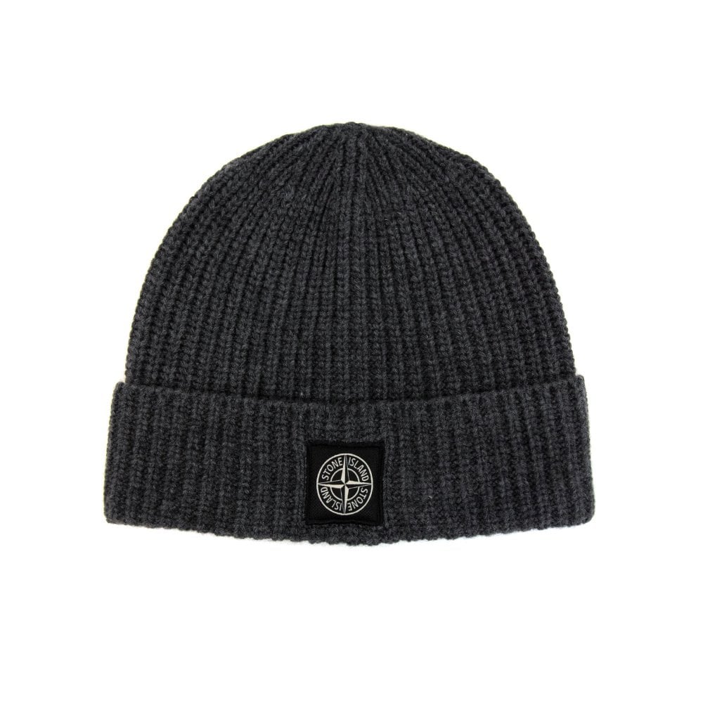 Stone Island Wool Beanie In Dark Grey